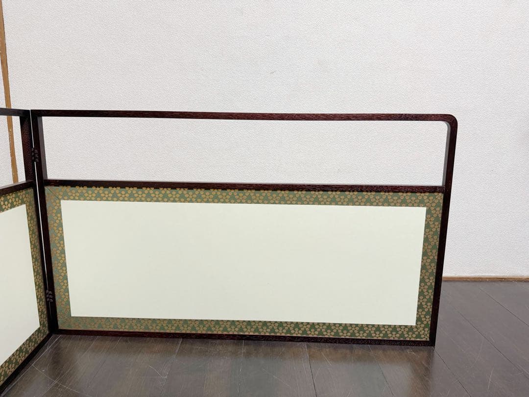 未使用 茶道具 溜塗 利休梅 風炉先屏風 裏チラシ 両面使い 上透かし 元箱