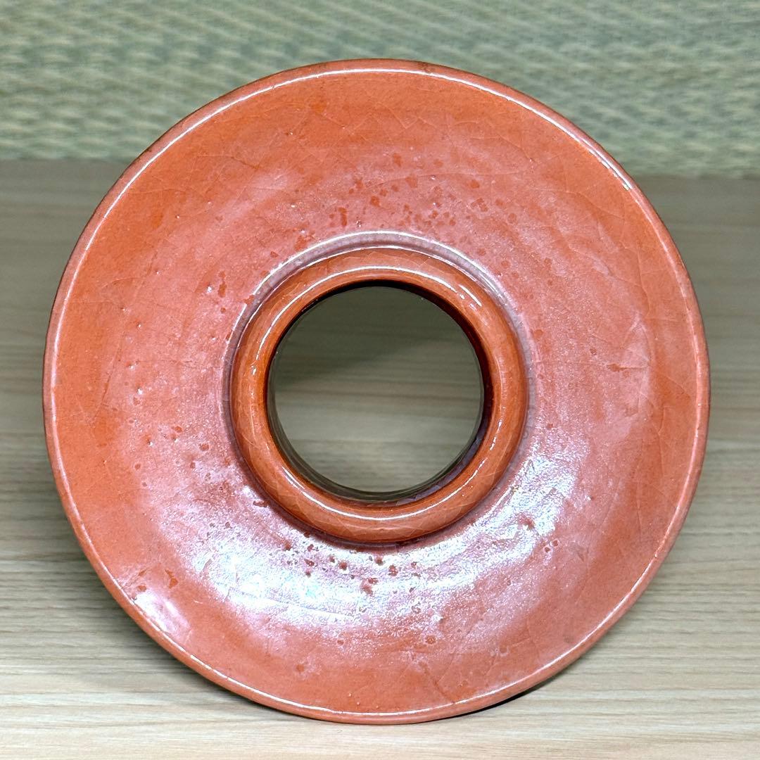 楽焼 川崎和楽 供茶 茶碗 盛物台付 赤楽 楽茶碗 茶道具 利休忌 共箱 栞