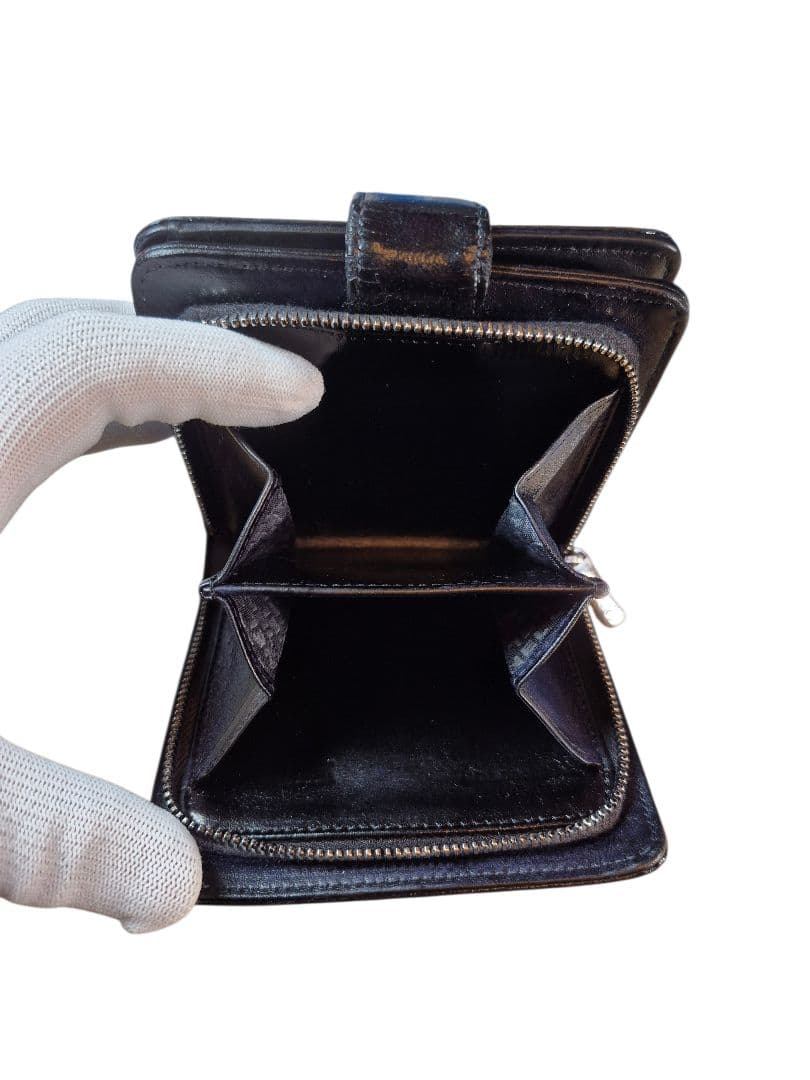 CHANEL　シャネル　ココマーク　二つ折り財布　ブラック