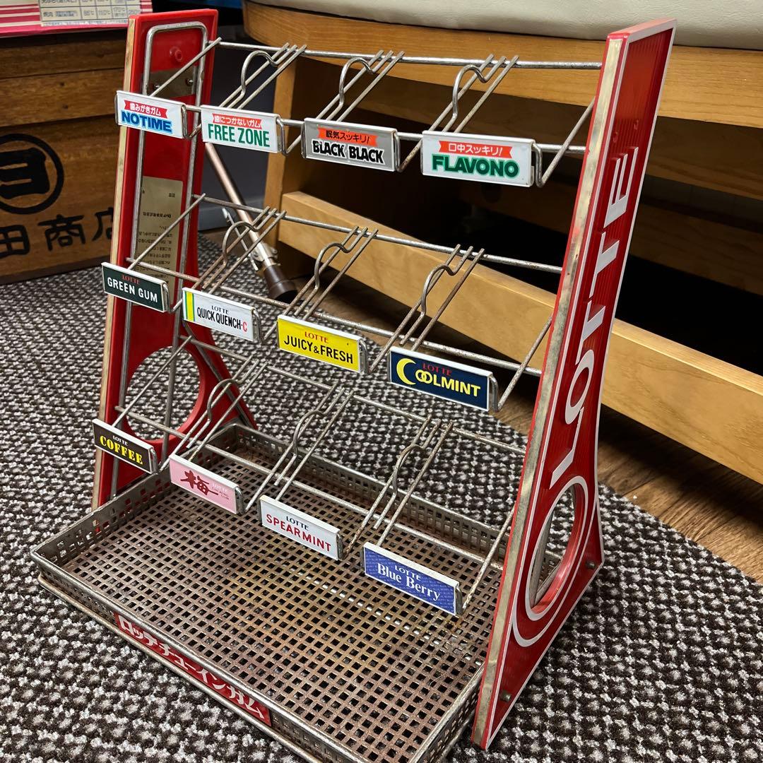 昭和レトロ　LOTTEロッテガム　4列3段　陳列棚　卓上什器　当時物