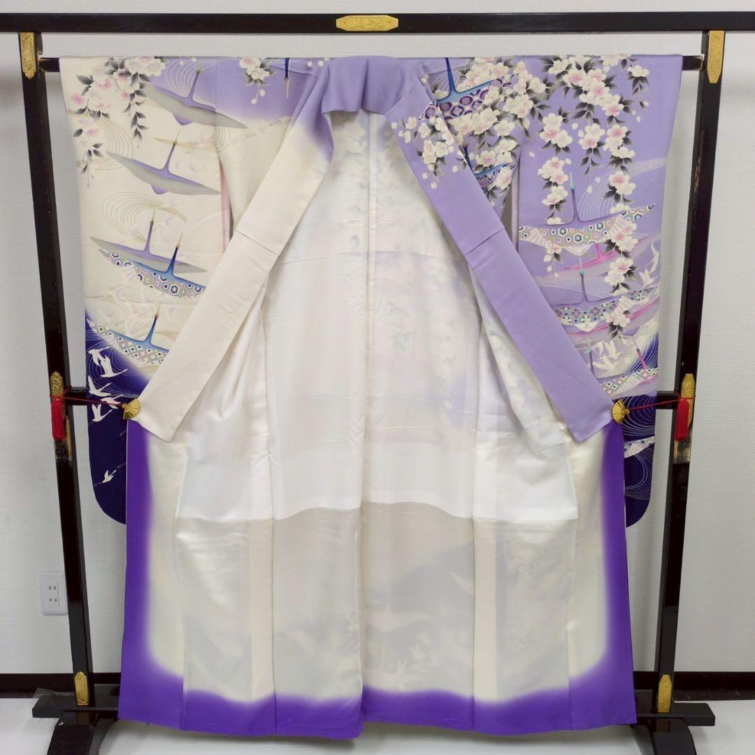 振袖 羽ばたく鳥 華やか 素敵なデザイン 着物 正絹 T-8355