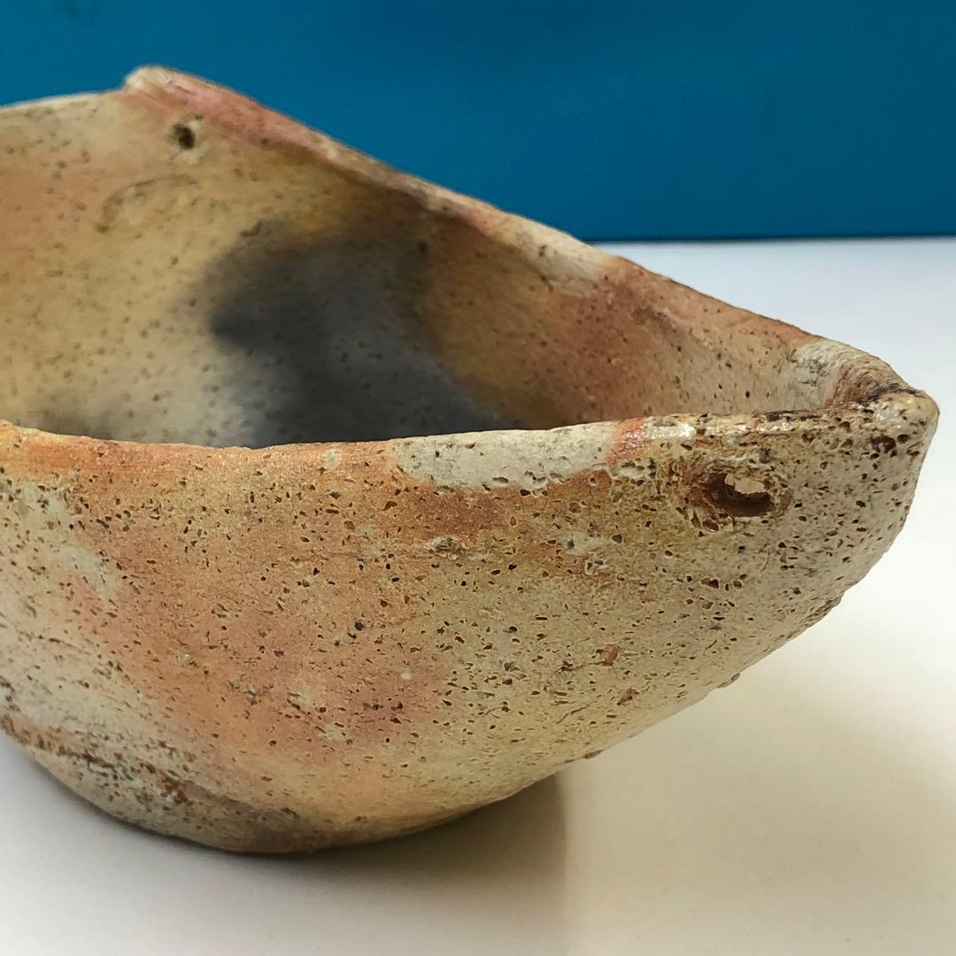 清水六兵衛造　舟形花生　茶道具　花器　素焼き　骨董品　時代物　焼き物