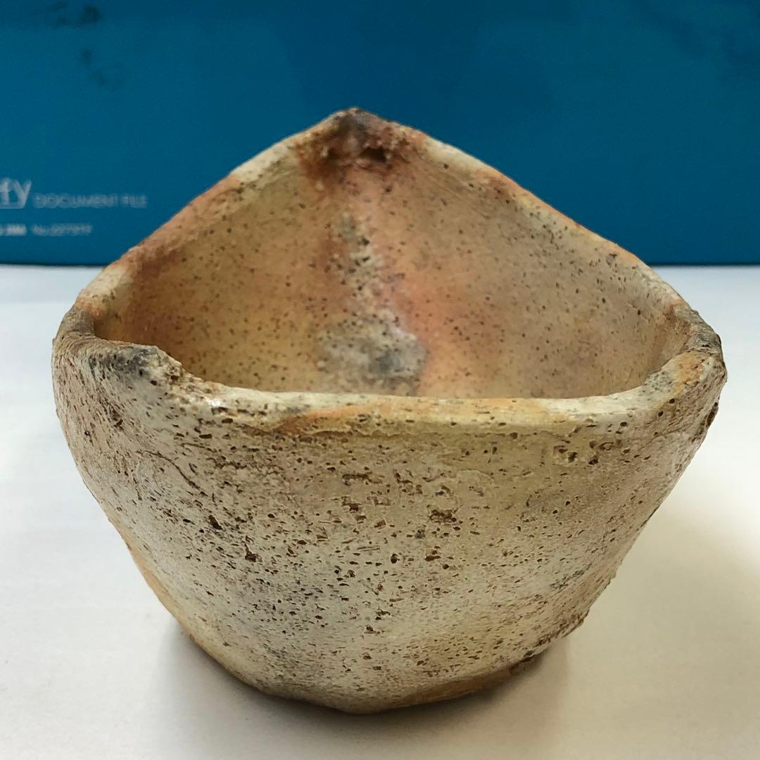 清水六兵衛造　舟形花生　茶道具　花器　素焼き　骨董品　時代物　焼き物