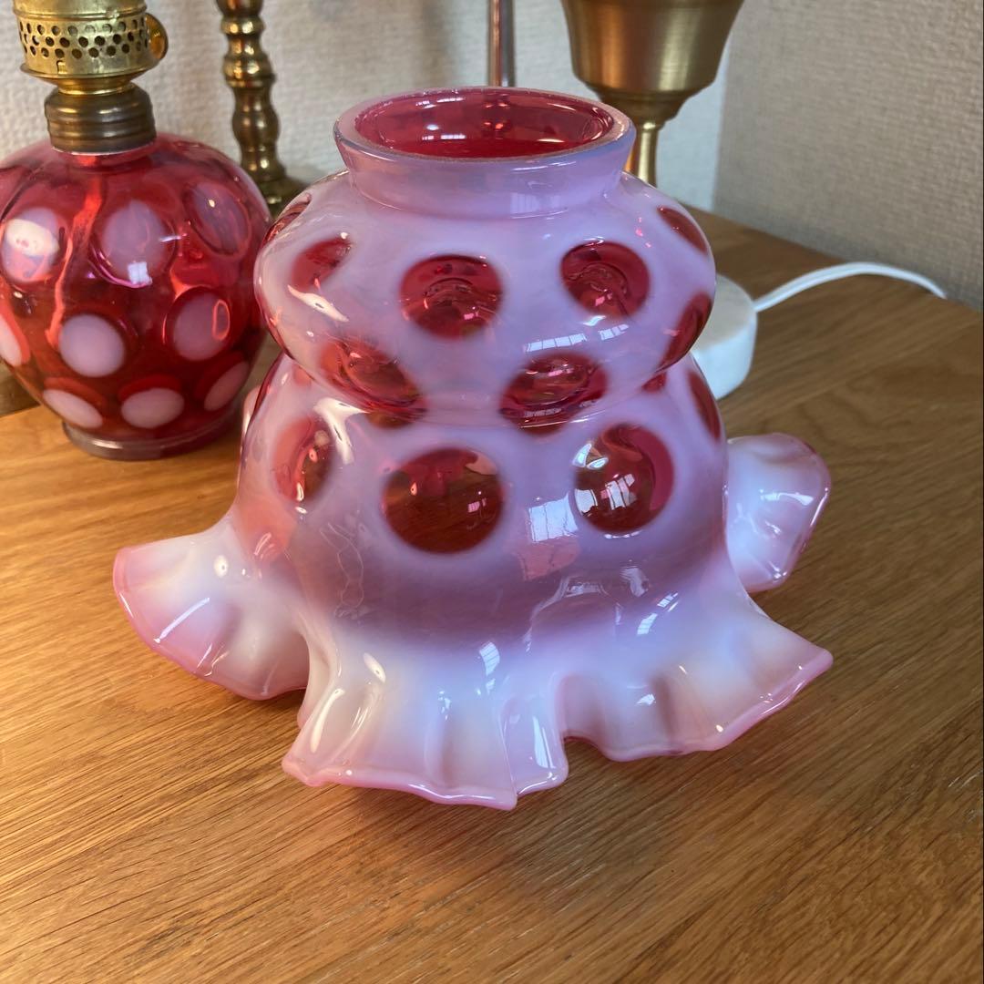 （専用です）　フェントン　ランプシェード　クランベリー　ドット