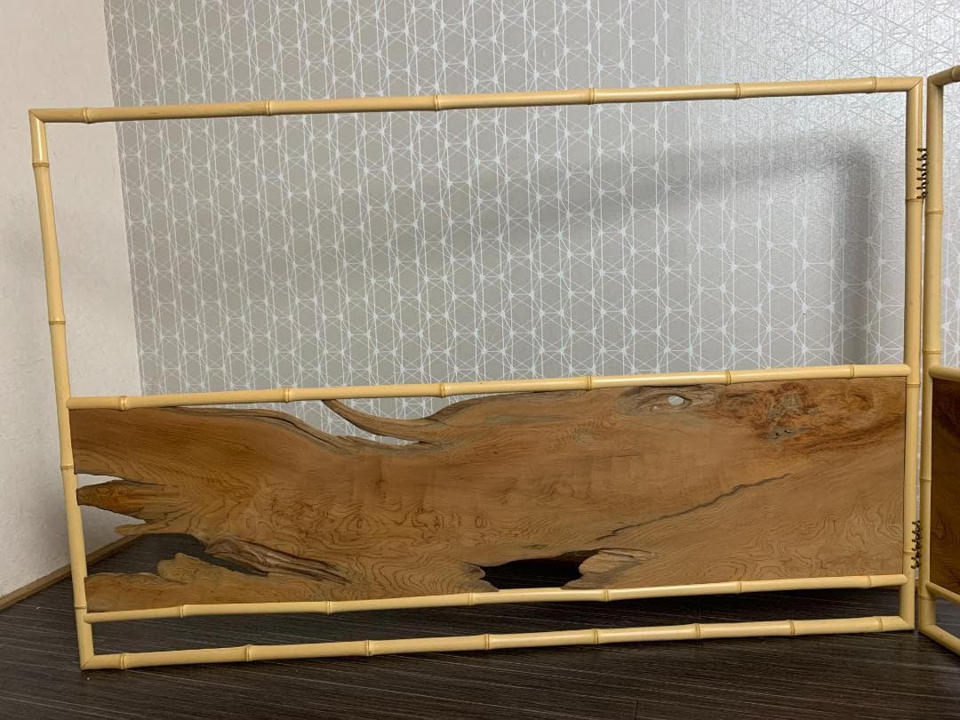 屋久杉 上透し 白竹縁 腰張 風炉先屏風 茶道具 460