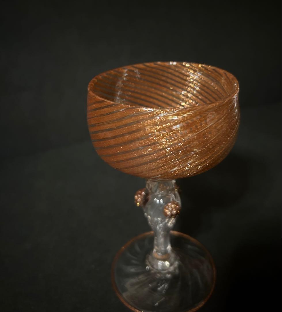 ベネチアガラス ムラノガラス ワイングラス 金彩