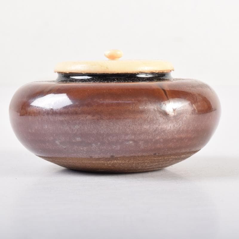 茶道具　京焼　平安　森岡嘉祥造　瀬戸　大海茶入　仕覆付　共箱　V　6959