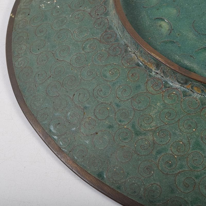 中国　古七宝琺瑯彩　七宝焼　安藤七宝店　盤　皿　2点　時代箱付　M　R9532B