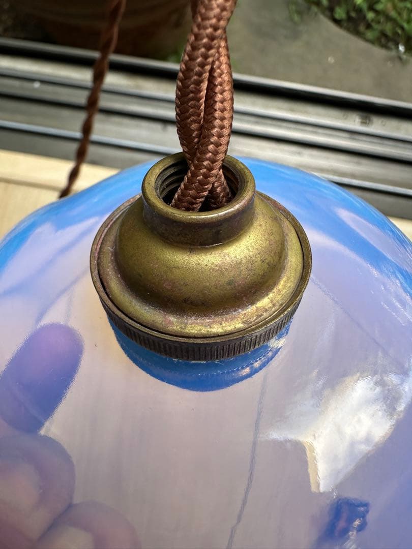 1920年代 フランス アンティーク ブルーオパールセントのお花アトリエランプ＊