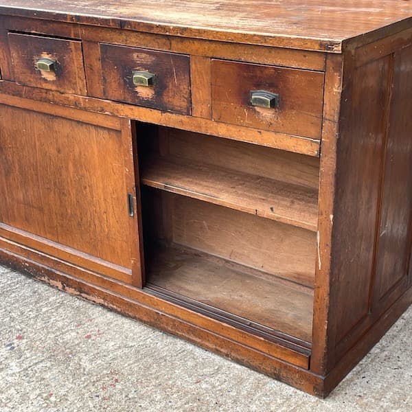 昭和レトロ　対面カウンター　両面サイドボード　キャビネット　ジャパンビンテージ