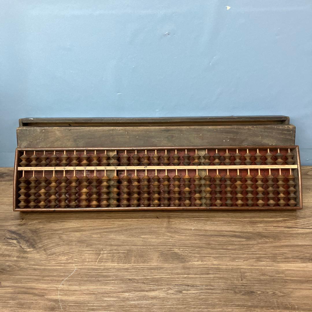 A-壁 希少 特大 二五珠 そろばん 関流算術十五呂盤箱 骨董 アンティーク