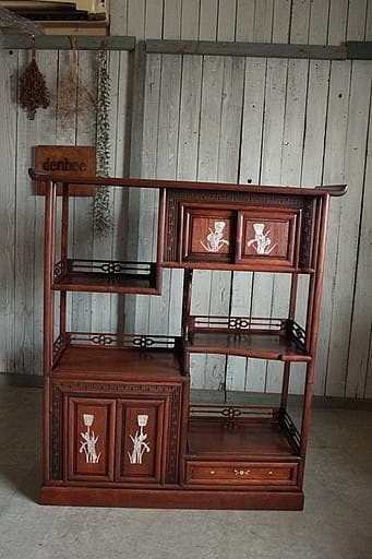 A*A様 唐木　紫檀無垢材　飾り棚　茶棚　茶箪笥　螺鈿　古家具　古民家