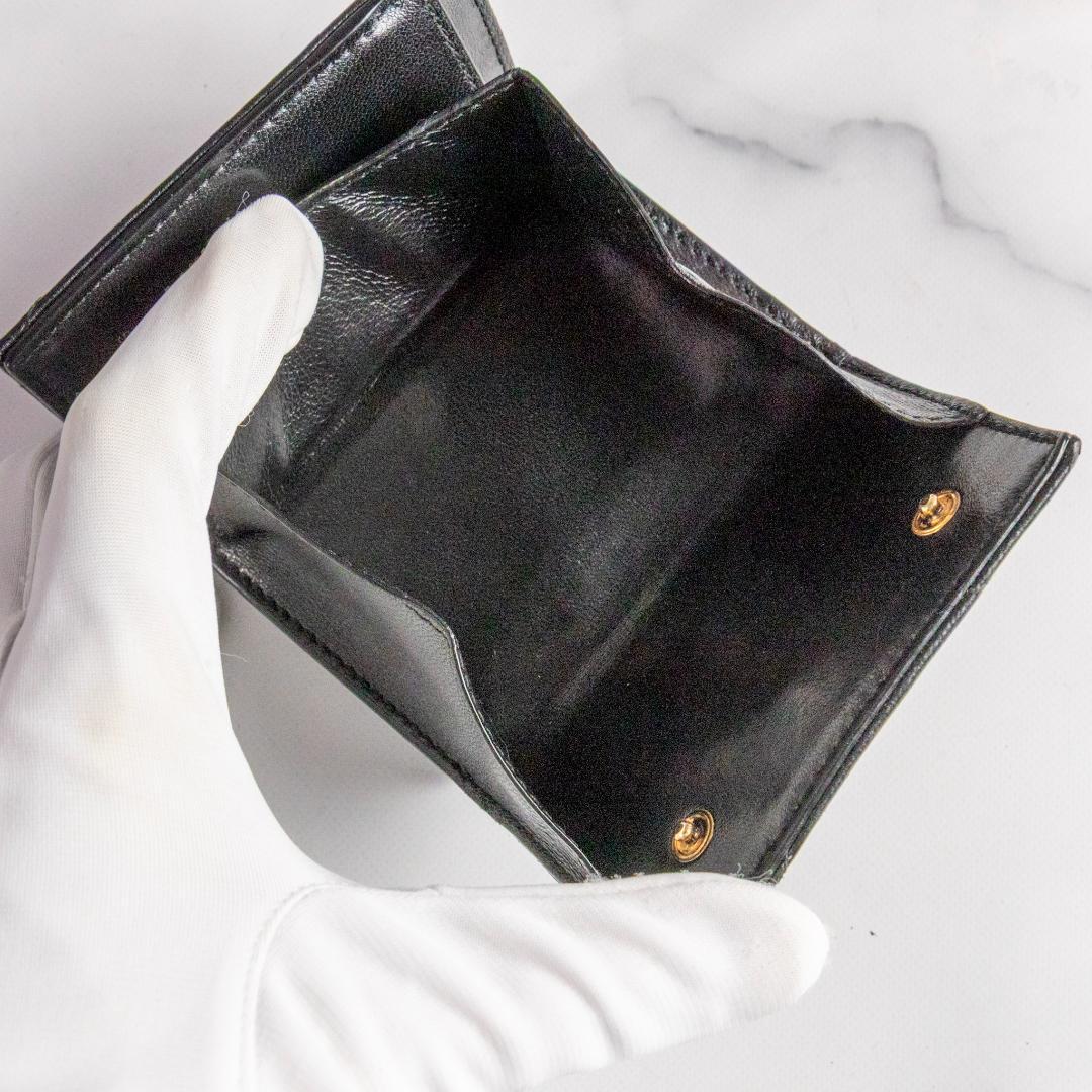 渡辺和敬 【箱付き】 綺麗✨サンローラン ラムスキン三つ折りミニ財布黒 金