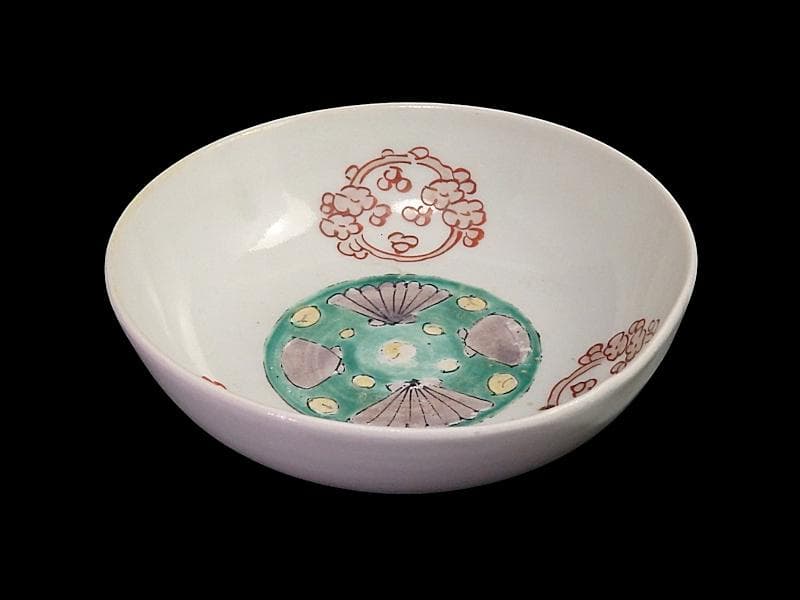 古伊万里　色絵　丸紋に貝の図　春寒鉢　膾皿　B129AS-DAz