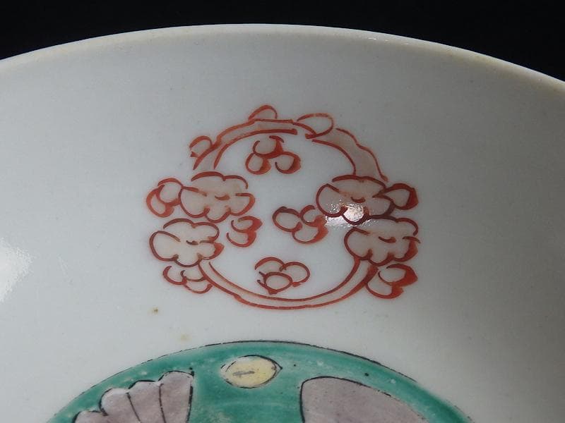 古伊万里　色絵　丸紋に貝の図　春寒鉢　膾皿　B129AS-DAz