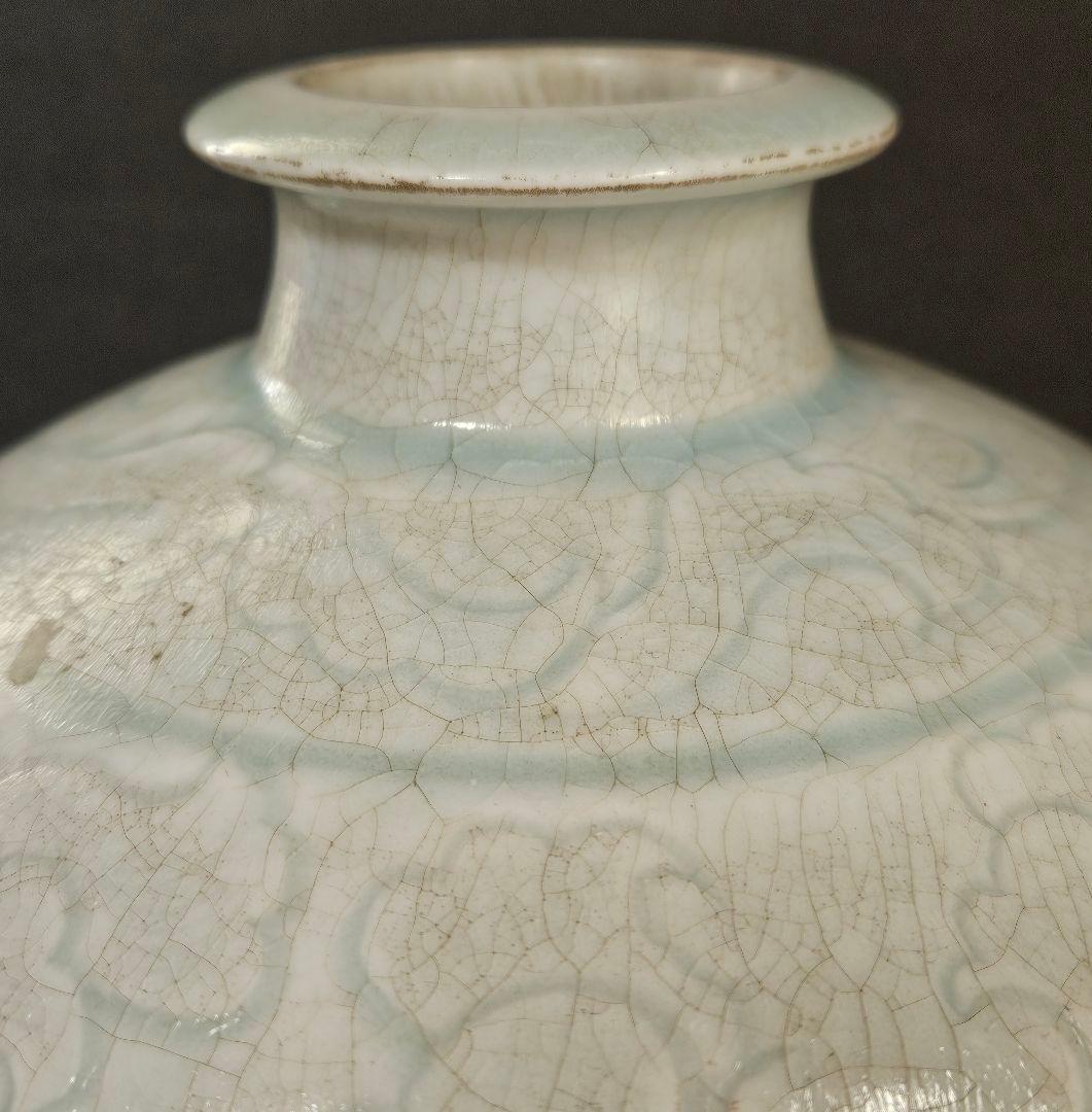 中国古美術　中国古陶磁器　古玩　青白磁　影青　彫花文　瓶　罐　大壺　唐物　古渡り