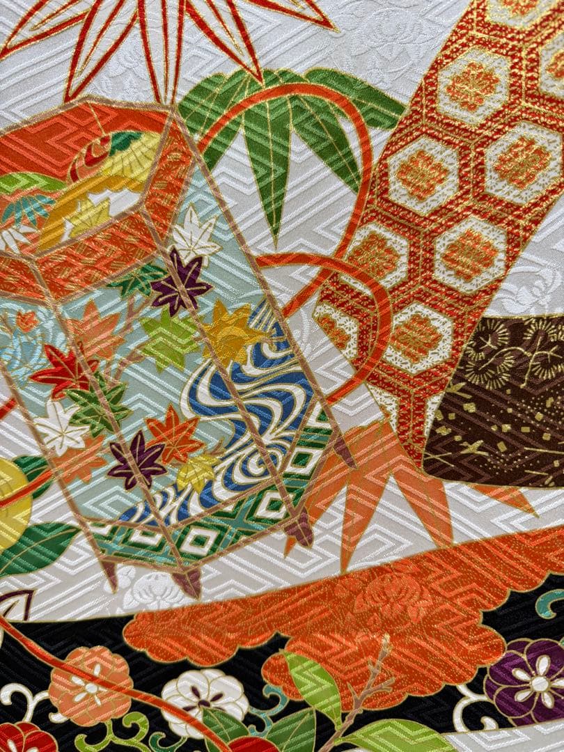 【1/26迄の出品】新品【吉澤織物】板場友禅 振袖 白地 古典 未仕立 三越取扱