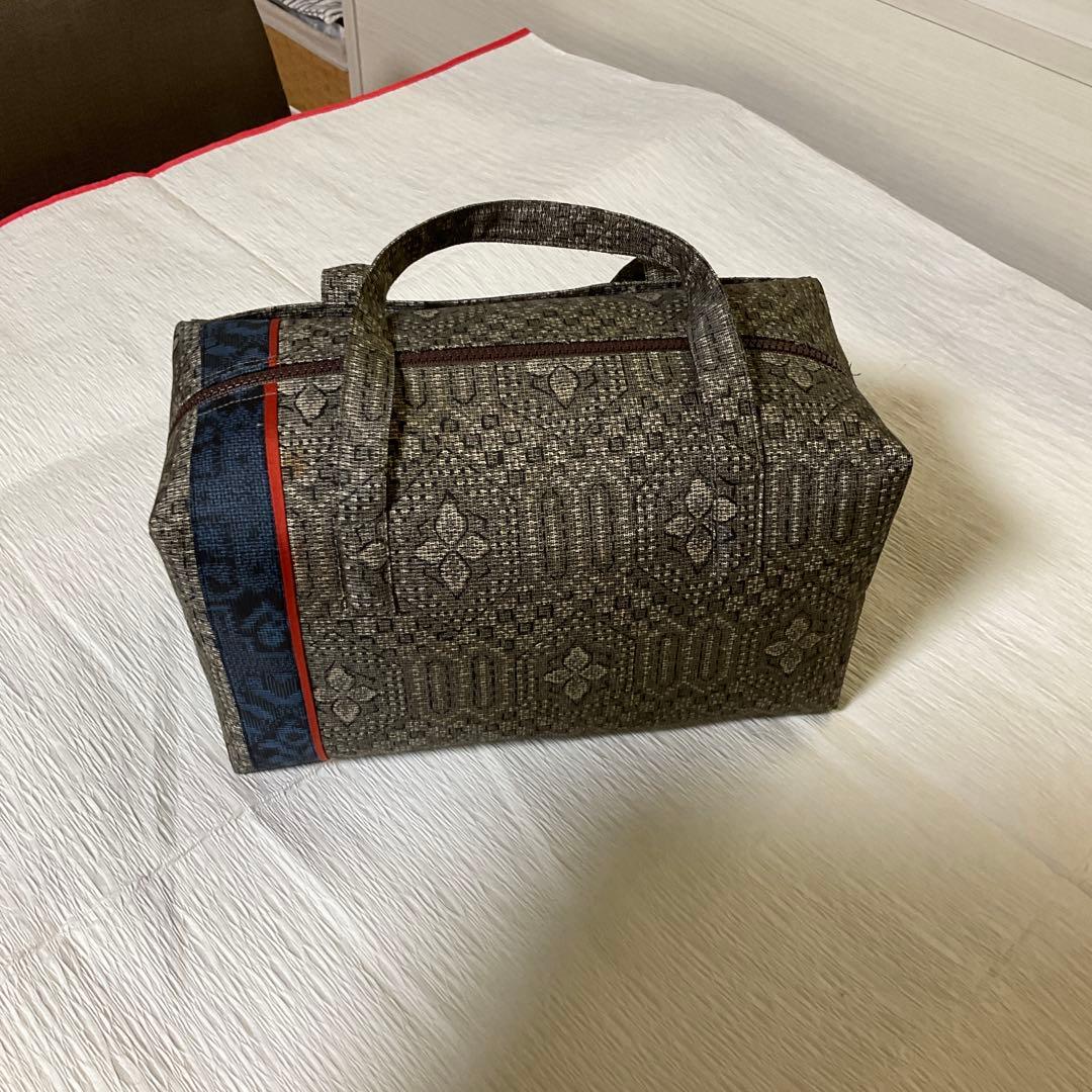 和装バック　利休バック　博多帯　紬地　ハンドメイド