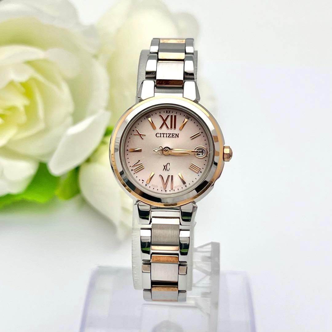 ☆電波ソーラー☆シチズン　クロスシー　ミニソル　デイト入り　レディース腕時計