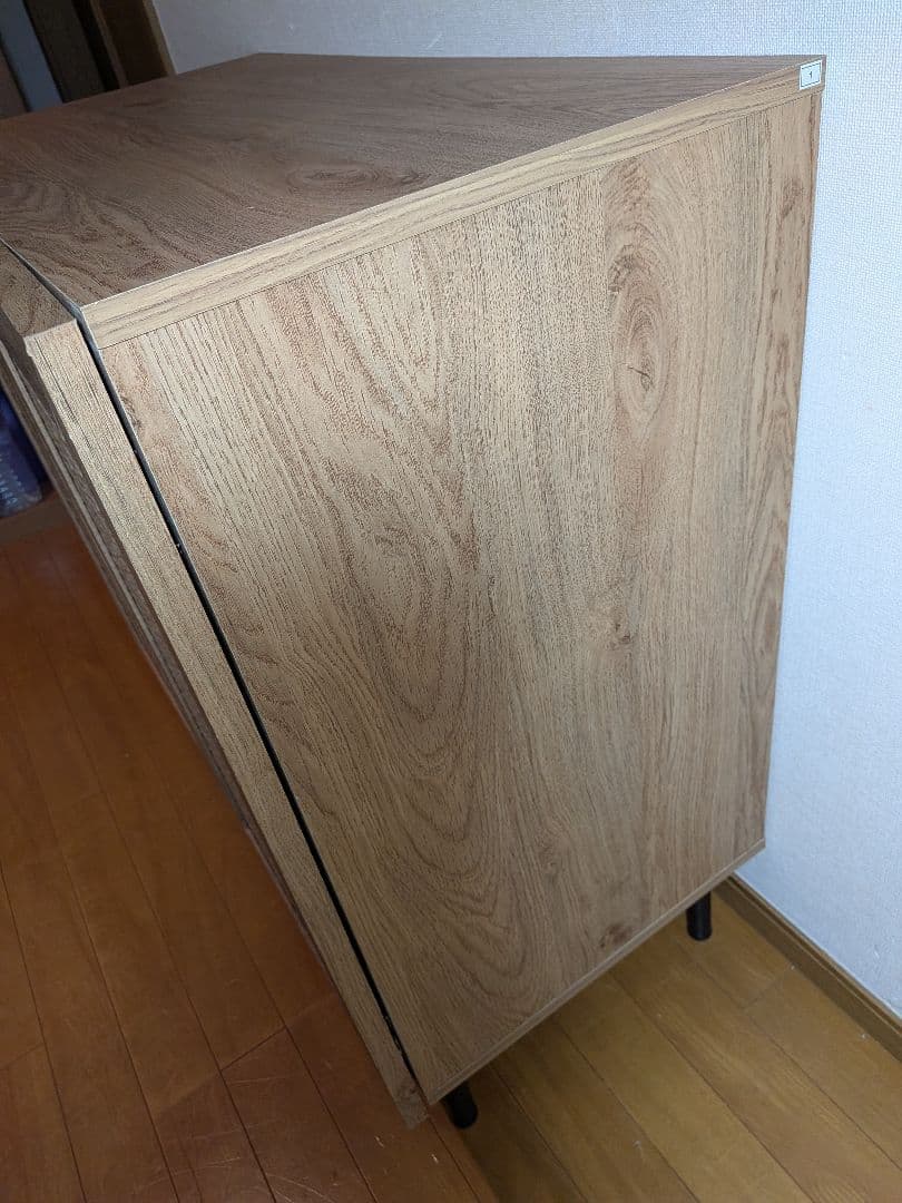 《送料込》LOWYA ラタン調キャビネット リビングボード 棚 収納ロウヤ