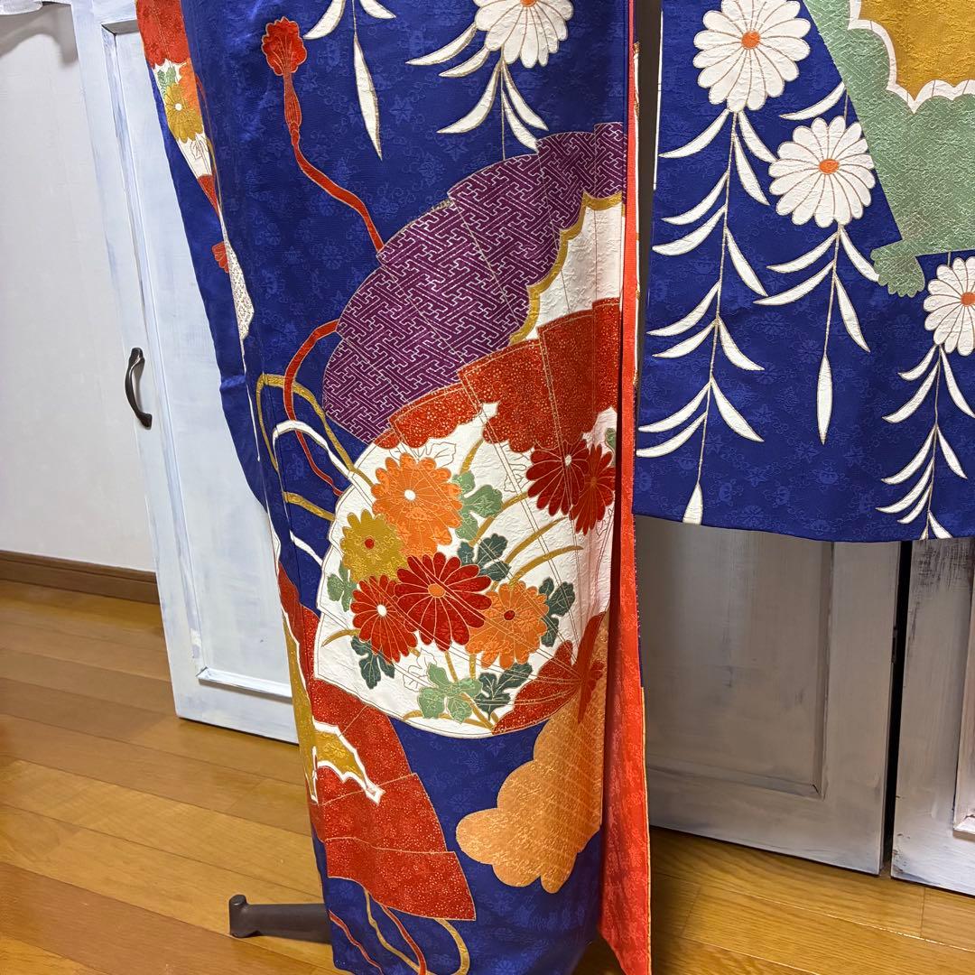 ＊きい様＊ 【振袖フルセット】アンティーク 扇花柄 金駒刺繍 7点セット