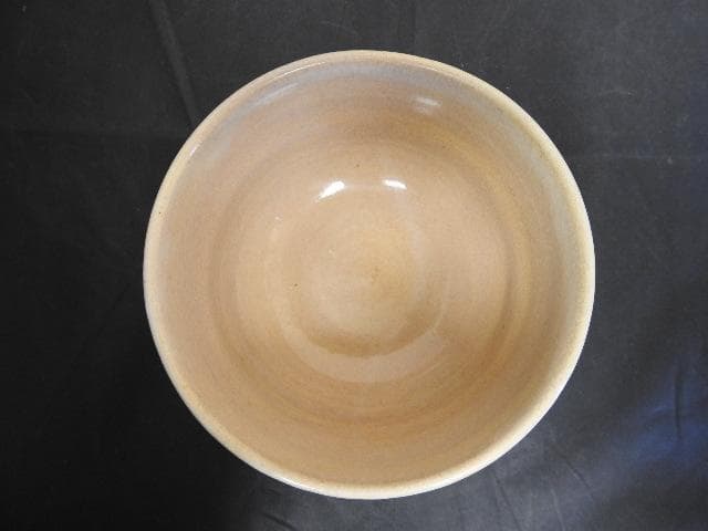 七代窯元大塩正人　赤膚焼　清水公照絵付茶碗　共箱　M1503