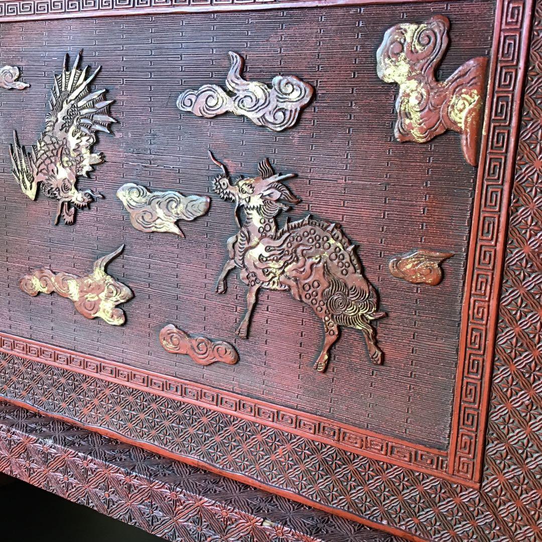 美術館級　極細堆朱　七本掛　刀掛　江戸期桐箱付　江戸期保証　希少　　　　Z3