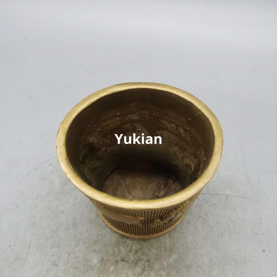 銅器 五牛筆筒 筆置 筆入 書道具 文房具 装飾品 工芸品 美術品