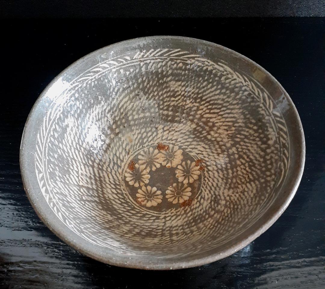 【本物保証！】朝鮮古美術　朝鮮古陶磁器　古玩　李朝花三島　刷毛目　茶碗　茶道具