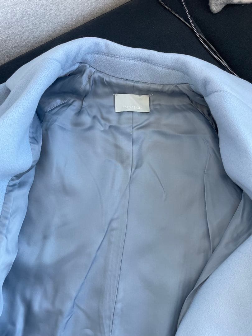 VERY掲載品✨定価7万 ESTNATION アイスブルー チェスターコート