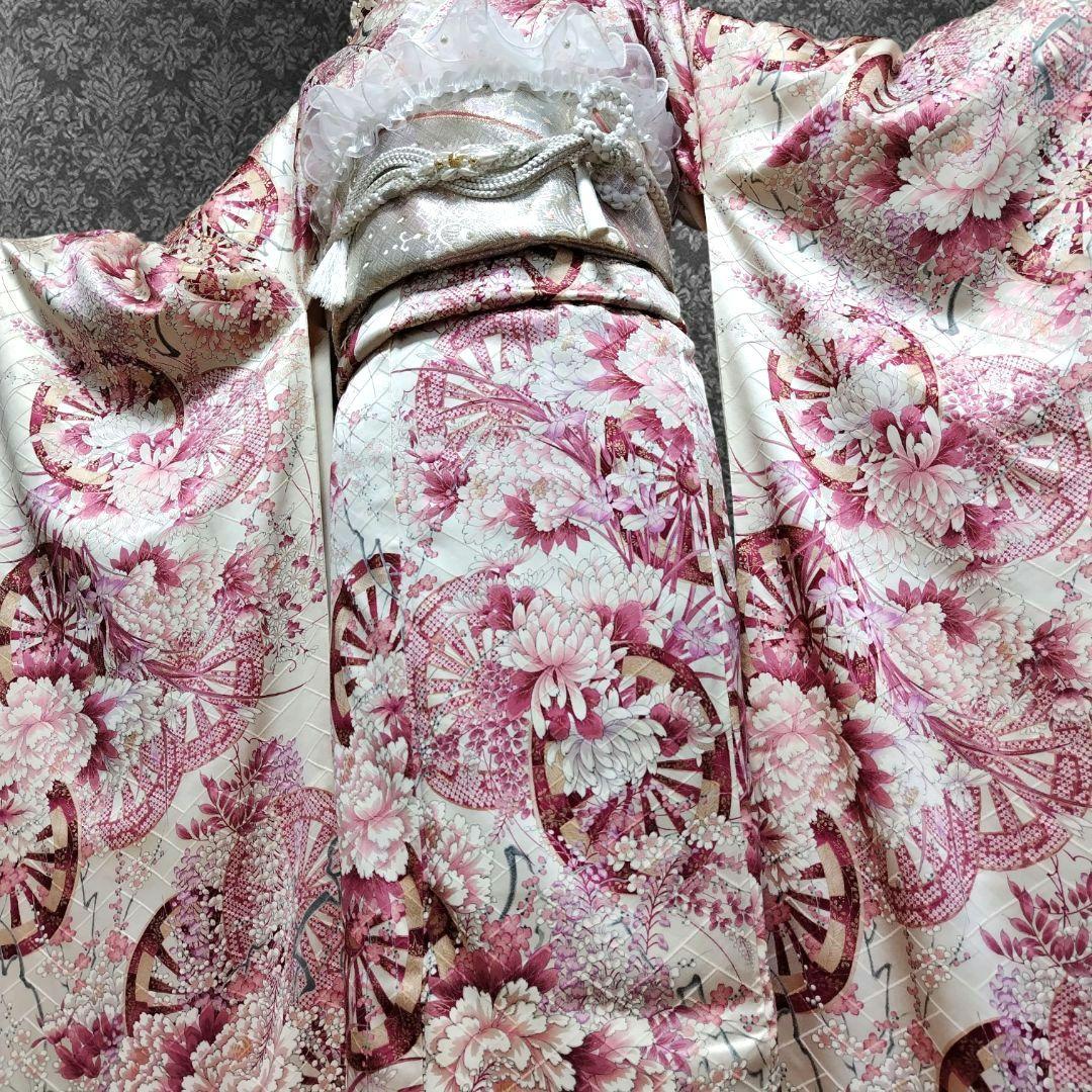 振袖フルセット(8点)・成人式・金彩加工・くすみ・源氏車花・やまと誂製・逸品