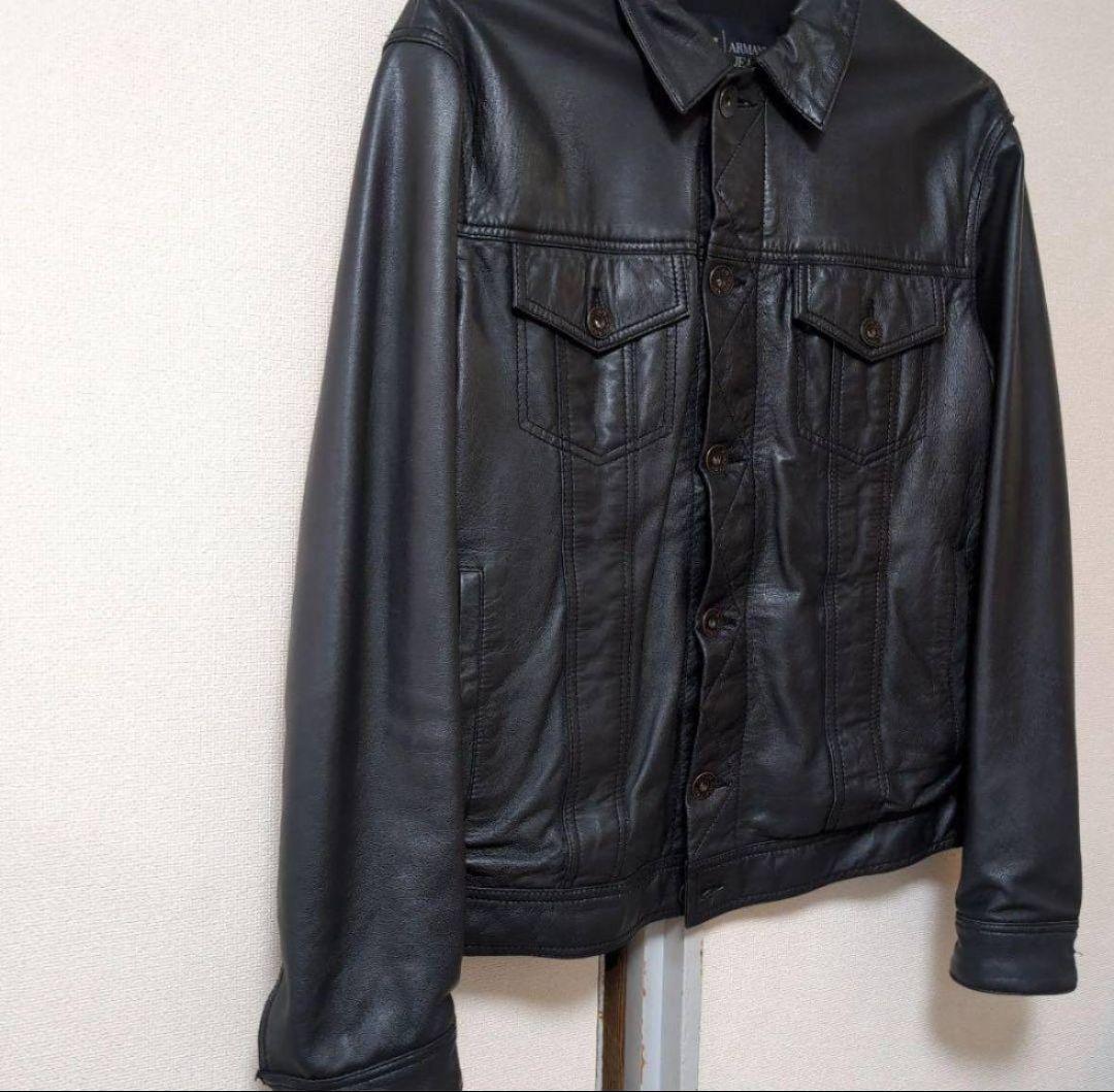 【希少】Armani Jeans レザートラッカージャケット 46