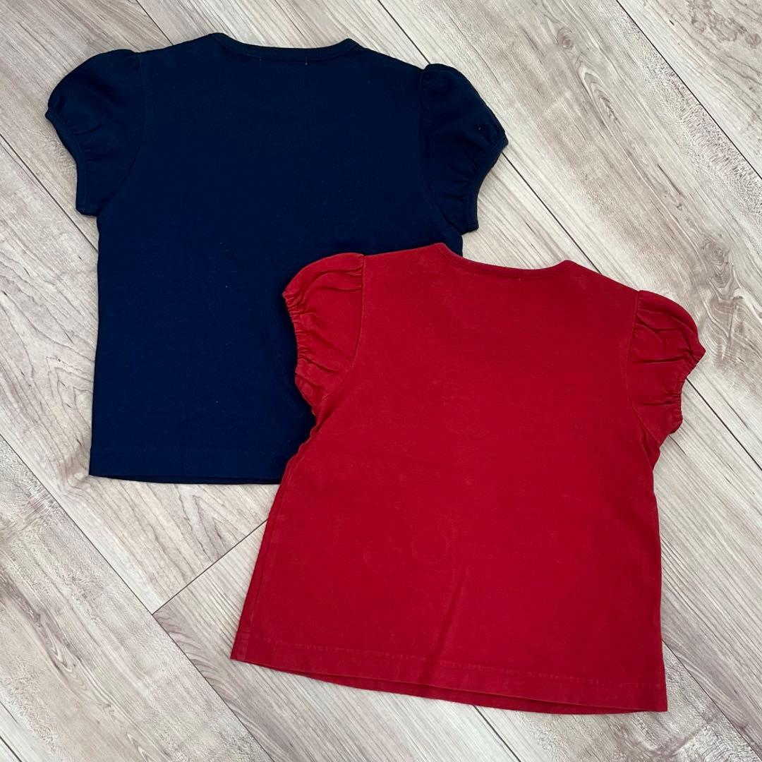 ファミリア＊familiar 90cm 刺繍フリル袖Tシャツ2枚セット