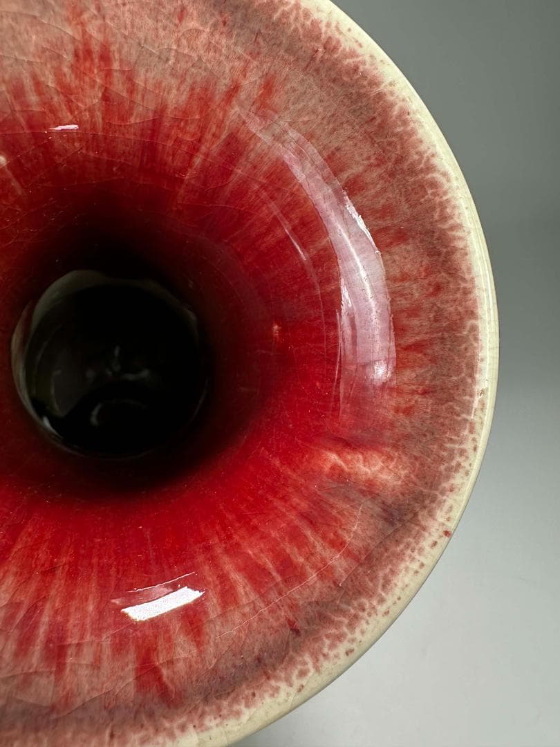 中国美術　中国景徳鎮製 　在銘　辰砂大花瓶　紅釉賞瓶　花入花器　華道具　時代物