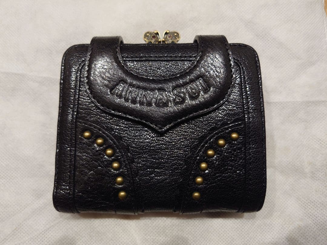 【美品】ANNA SUI アナスイ リディア 口金二つ折り財布 ブラック