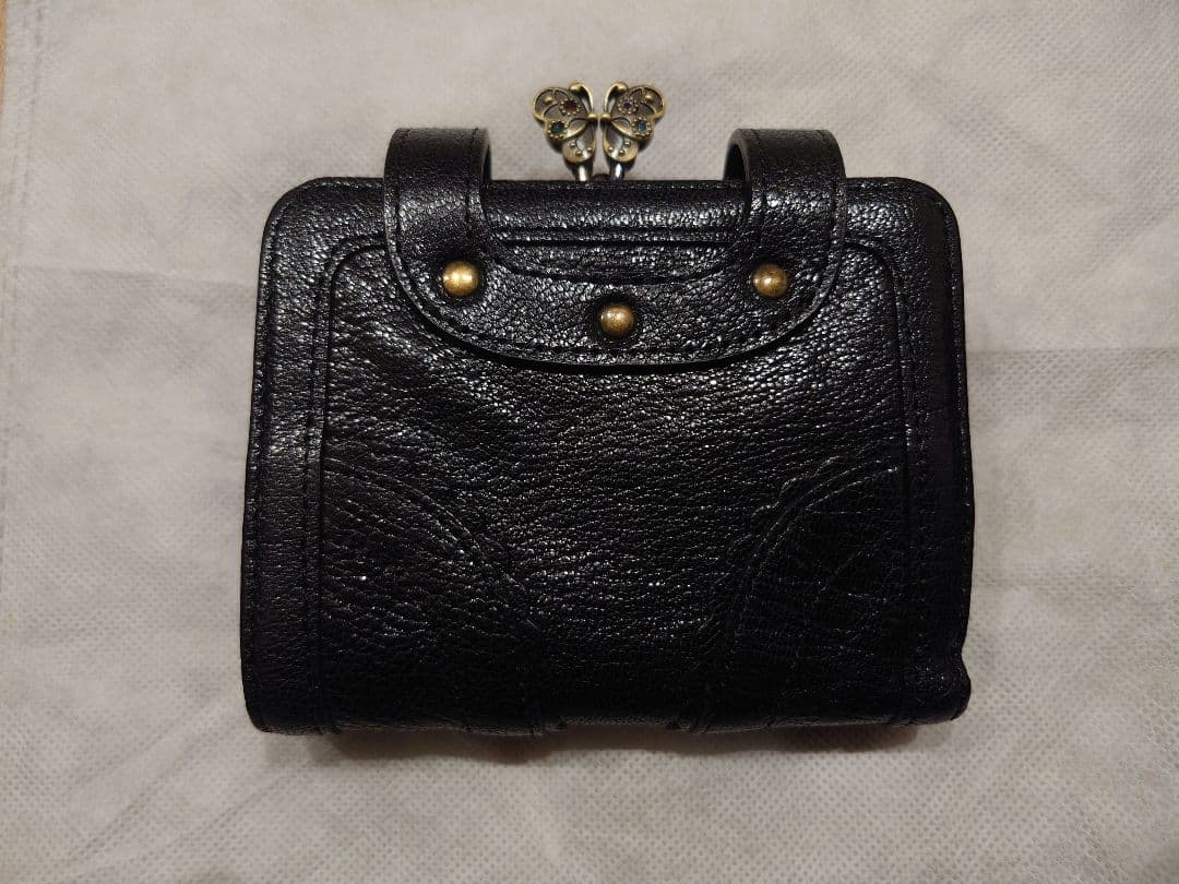【美品】ANNA SUI アナスイ リディア 口金二つ折り財布 ブラック