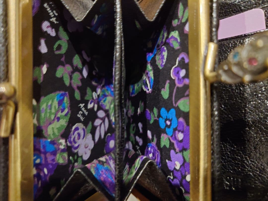 【美品】ANNA SUI アナスイ リディア 口金二つ折り財布 ブラック