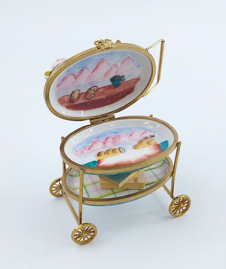 リモージュボックス 磁器 真鍮 ブレックファースト キッチンワゴン フランス