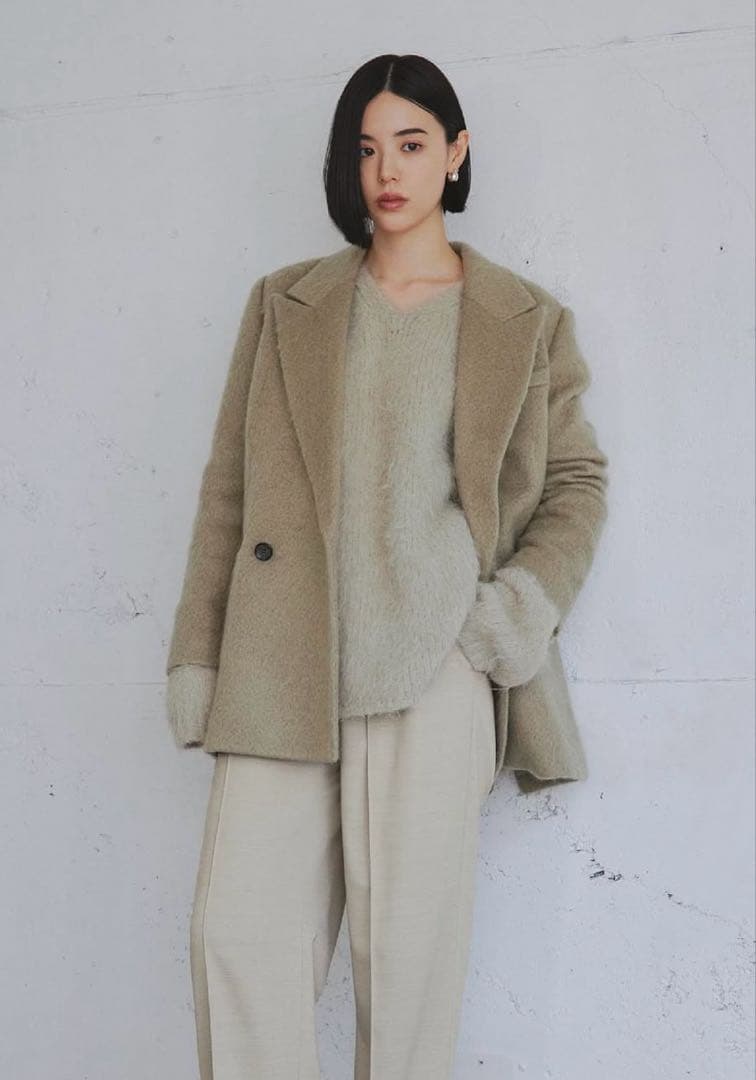 ミースロエ　シャギーダブルブレストジャケット　キャメル　サイズ0