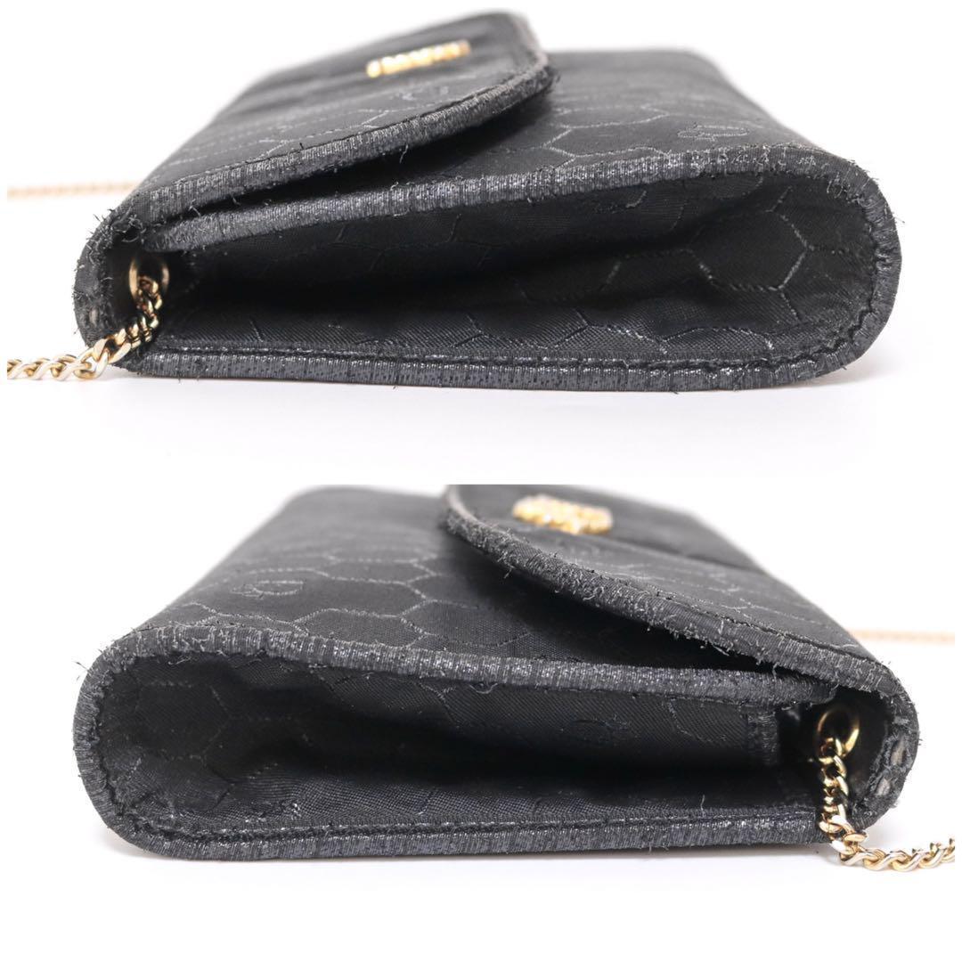 【美品】Dior ディオール ハニカム チェーンショルダー トロッター ブラック