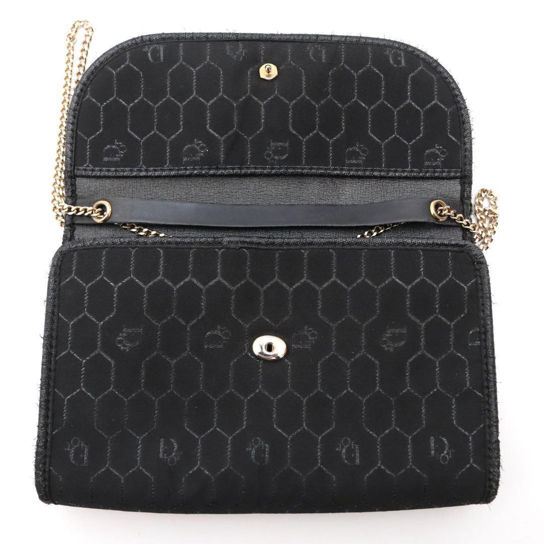 【美品】Dior ディオール ハニカム チェーンショルダー トロッター ブラック