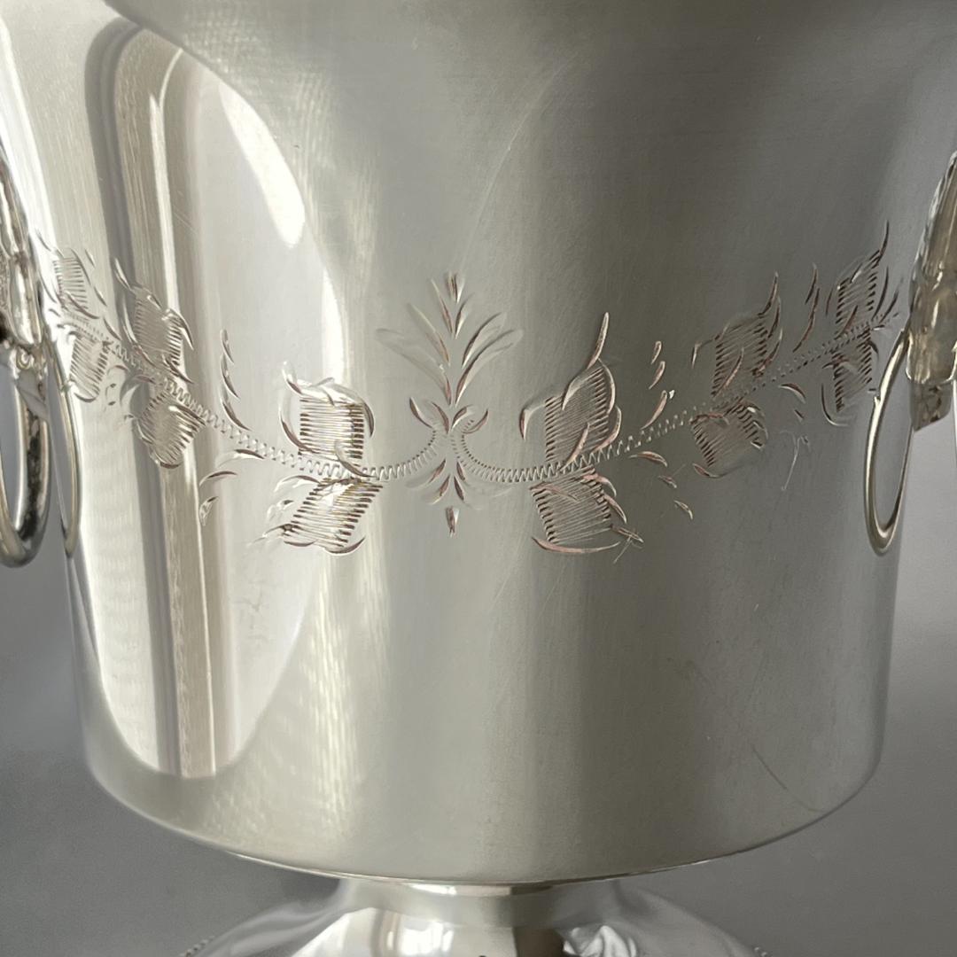 【英国】ライオンのアイスペール / トング【シルバープレート】