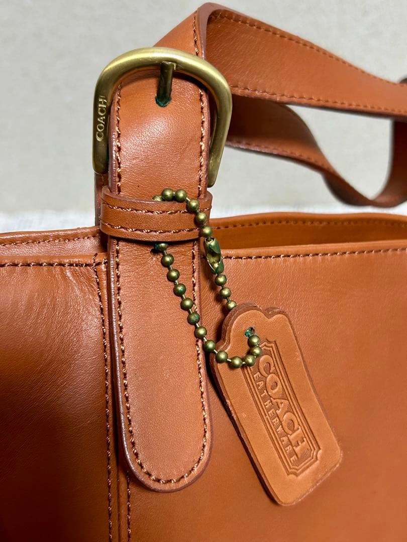 COACH オールドコーチ レザー バッグ キャメル 101-31 ポーチ付き