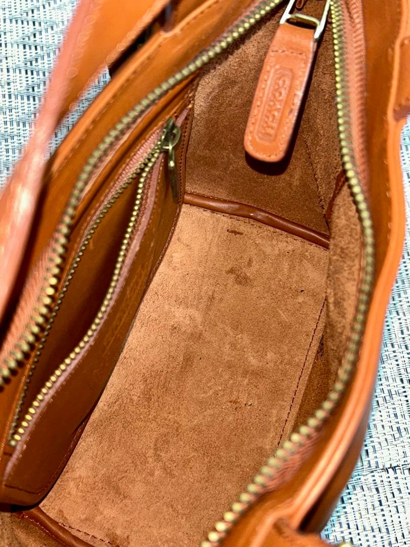 COACH オールドコーチ レザー バッグ キャメル 101-31 ポーチ付き