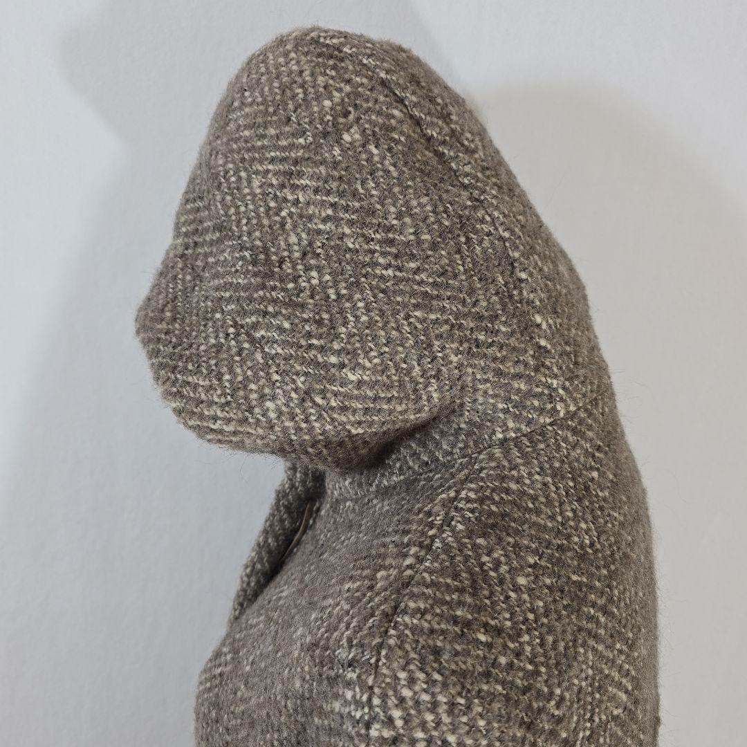 【美品】マカフィー マカフィー アルパカ混 ヘリンボーン フードコート 比翼仕立