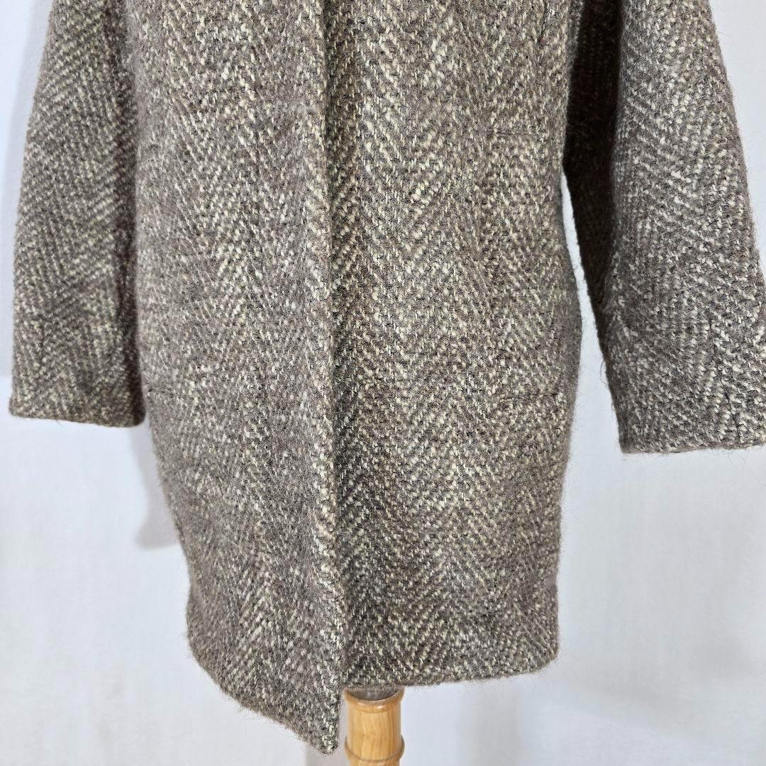 【美品】マカフィー マカフィー アルパカ混 ヘリンボーン フードコート 比翼仕立