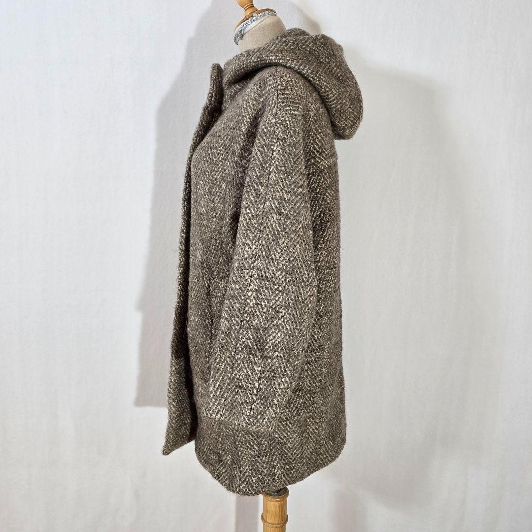 【美品】マカフィー マカフィー アルパカ混 ヘリンボーン フードコート 比翼仕立