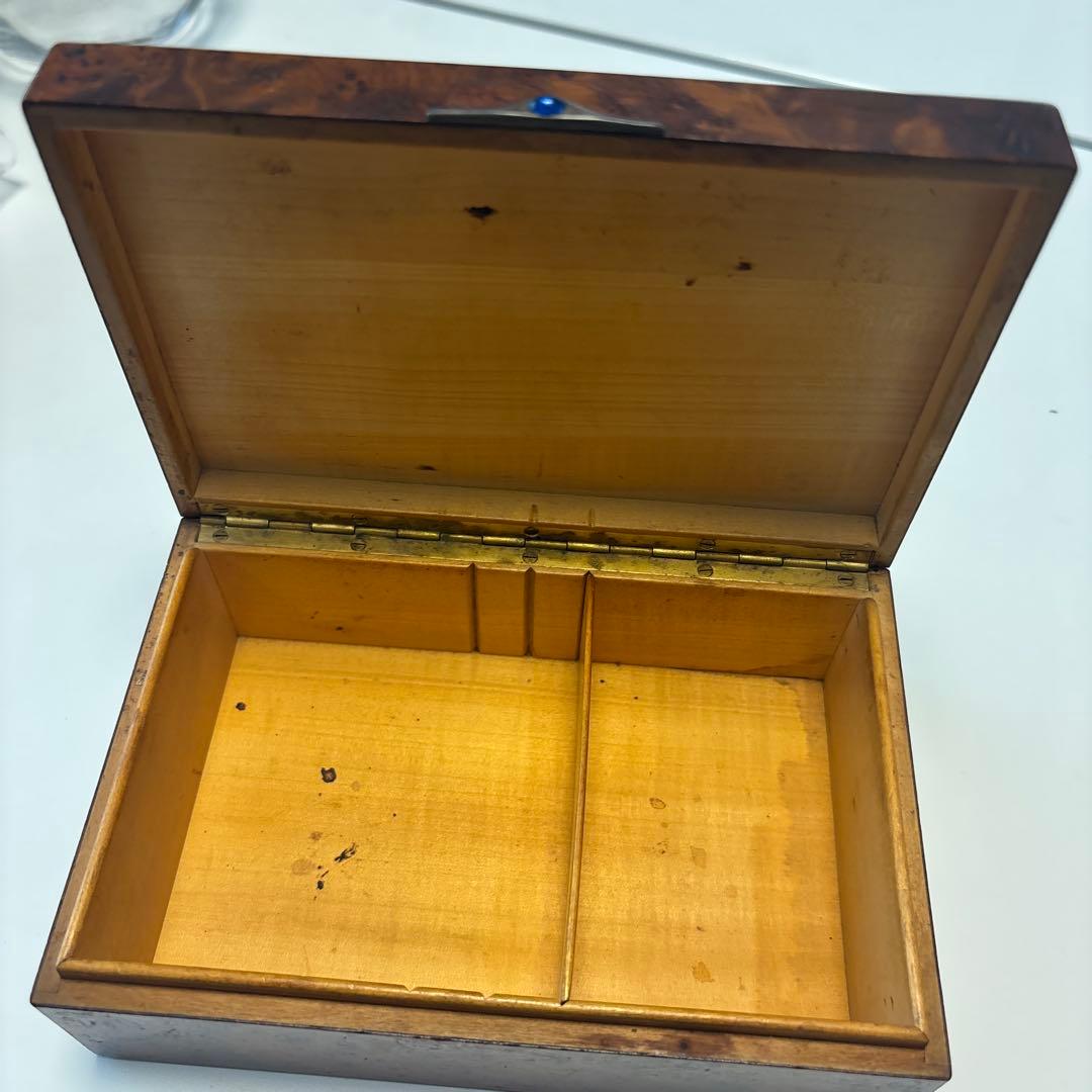 フランス　ヴィンテージ アンティーク　木製ボックス 陶器装飾付き　蚤の市