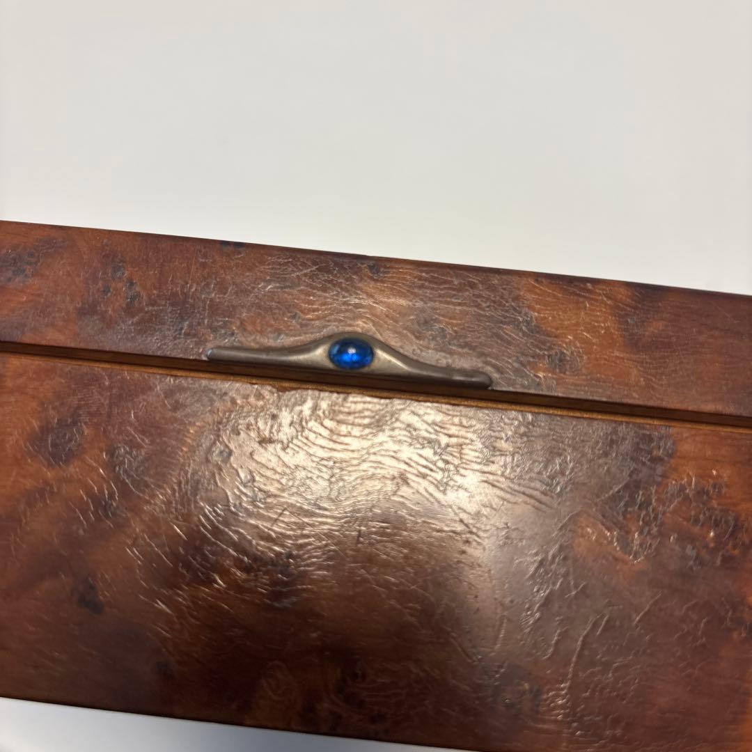 フランス　ヴィンテージ アンティーク　木製ボックス 陶器装飾付き　蚤の市