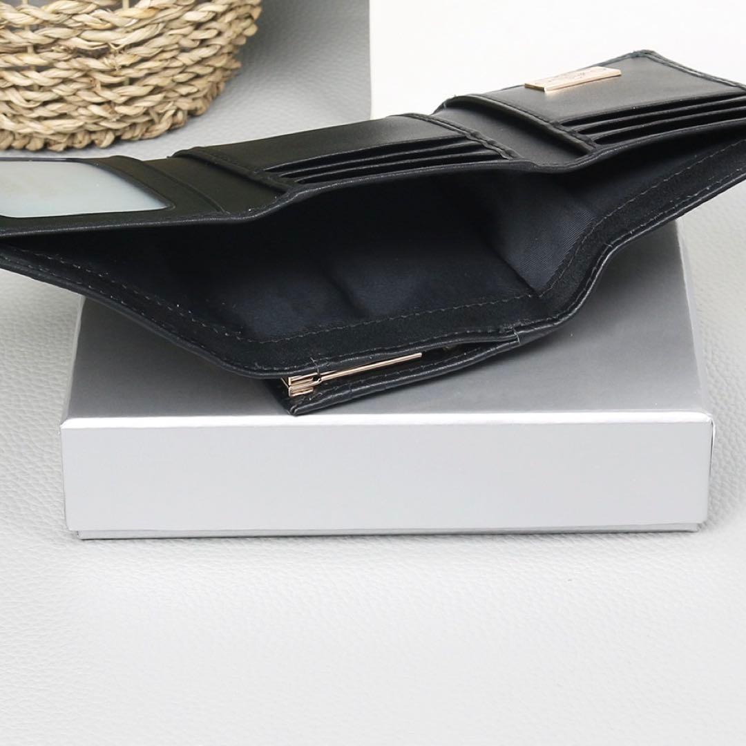 エナメル三つ折り財布 ブラック-165